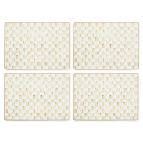 MacKenzie-Childs Mocha Check Cork Back Placemats, Set of 4