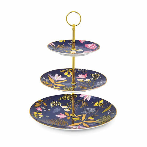 Portmeirion Sara Miller Orchard Tier Cake Stand - Navy
