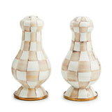 MacKenzie-Childs Mocha Check Large Salt & Pepper Shakers - Cook N Dine