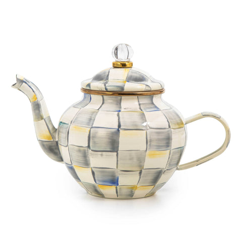 MacKenzie-Childs Sterling Check Enamel Teapot - 4 Cup