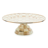 MacKenzie-Childs Mocha Check Large Pedestal Platter - Cook N Dine
