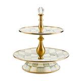 MacKenzie-Childs Sterling Check Two Tier Sweet Stand - Cook N Dine