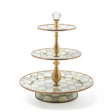 MacKenzie-Childs Sterling Check Enamel Three Tier Sweet Stand - Cook N Dine