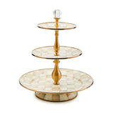MacKenzie-Childs Mocha Check Three Tier Sweet Stand - Cook N Dine