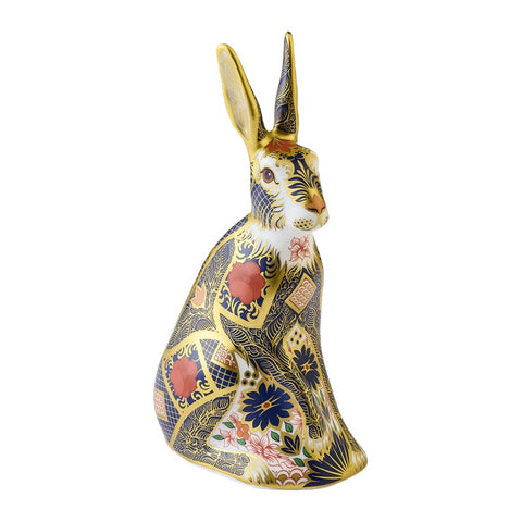Royal Crown Derby Old Imari Solid Gold Band Hare Paperweight