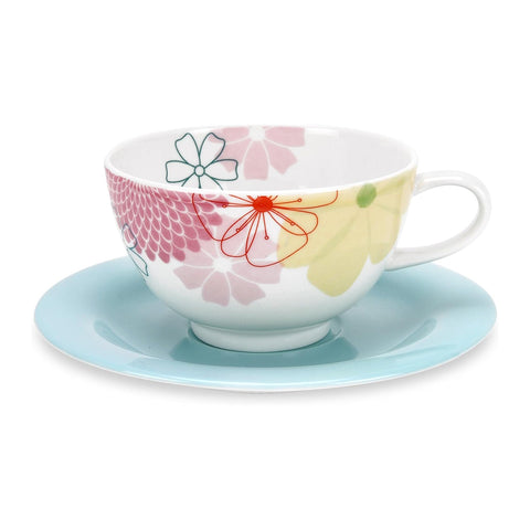 Portmeirion Crazy Daisy Breakfast Cup & Saucer Set of 4