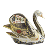 Royal Crown Derby Old Imari Solid Gold Band Swan Paperweight - Cook N Dine