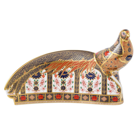Royal Crown Derby Old Imari Solid Gold Band Golden Pheasant Paperweight - Limited Edition of 500