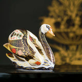 Royal Crown Derby Old Imari Solid Gold Band Swan Paperweight - Cook N Dine