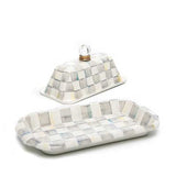 MacKenzie-Childs Sterling Check Enamel Butter Box - Cook N Dine