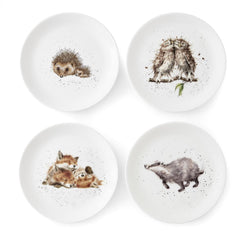 Royal Worcester Wrendale Designs Coupe Side Plate (Badger, Hedgehog, Fox, Owl) Set of 4