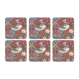 Pimpernel for Spode Morris & Co Strawberry Thief Red Coasters, Set of 6 - Cook N Dine