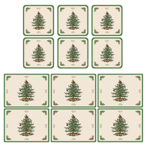 Pimpernel for Spode Christmas Tree Placemats & Coasters Set of 6