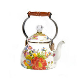 MacKenzie-Childs Flower Market 2 Quart Tea Kettle - White - Cook N Dine