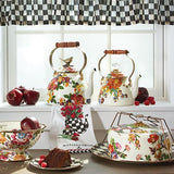 MacKenzie-Childs Flower Market 2 Quart Tea Kettle - White - Cook N Dine