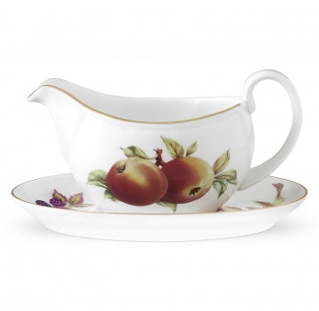 Royal Worcester Evesham Gold Sauceboat & Stand