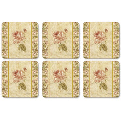 Pimpernel Antique Rose Linen Coasters Set of 6