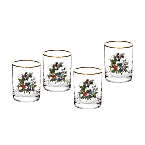 Portmeirion The Holly and the Ivy Old Fashioned Tumbler Glasses, Set of 4