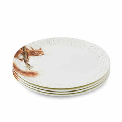 Royal Worcester Wrendale Designs Coupe Dinner Plate (Squirrel) Set of 4