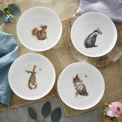 Royal Worcester Wrendale Designs Set of 4 Deep Bowls - Badger, Hare, Squirrel, Fox