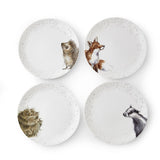 Royal Worcester Wrendale Designs Set of 4 Coupe Dinner Plates 26.6cm - Badger, Hedgehog, Fox, Owl - Cook N Dine