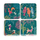 Portmeirion Sara Miller  Woodland Tales Deer & Robin Coasters, Set of 4