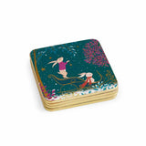 Portmeirion Sara Miller  Woodland Tales Deer & Robin Coasters, Set of 4