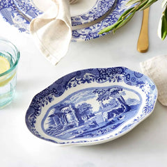 Spode Blue Italian Fluted Oval Dish