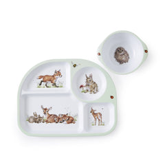 Royal Worcester Wrendale Designs Little Wren Divided Plate & Bowl, 2 Piece Set