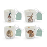 Royal Worcester Wrendale Designs Box Duck, Hare, Sheep & Highland Cow Set of 4 Mugs - Cook N Dine