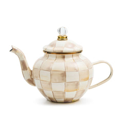MacKenzie-Childs Mocha Check Teapot 4 Cup