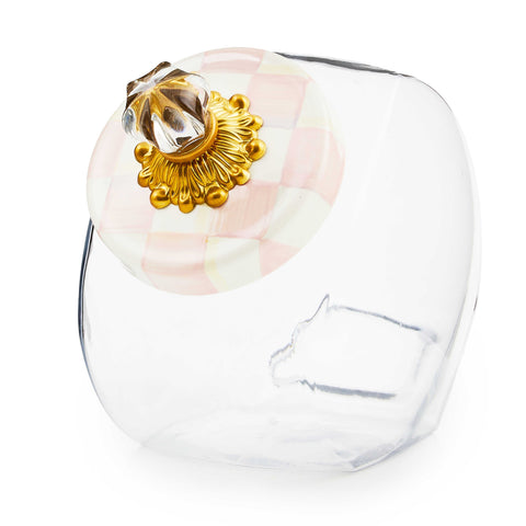 MacKenzie-Childs Rosy Check Sweets Jar with Enamel Lid