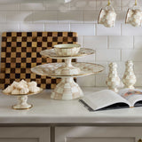 MacKenzie-Childs Mocha Check Large Pedestal Platter - Cook N Dine