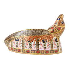 Royal Crown Derby Old Imari Solid Gold Band Royal Pheasant Paperweight - Limited Edition of 500