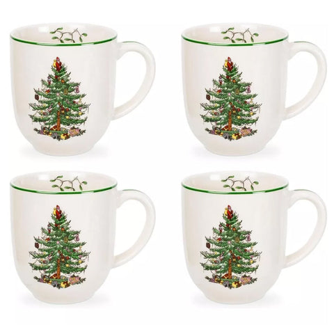 Spode Christmas Tree Cafe Mug, Set of 4