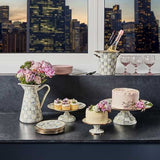 MacKenzie-Childs Sterling Check Enamel Pedestal Platter Large - Cook N Dine