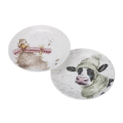 Royal Worcester Wrendale Designs Set of 2 Cow & Duck Coupe Plates