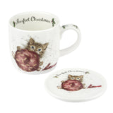 Royal Worcester Wrendale Designs Mug & Coaster Purffect Christmas (Kittens)