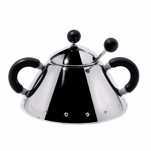 Alessi Michael Graves Stainless Steel Sugar Bowl with Spoon Black