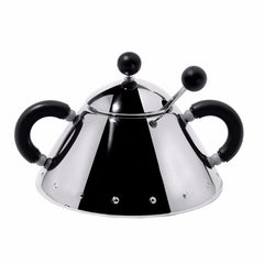 Alessi Michael Graves Stainless Steel Sugar Bowl with Spoon Black