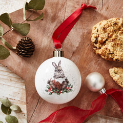 Royal Worcester Wrendale Designs Bauble - Merry Little Christmas (Rabbit)