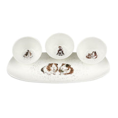 Royal Worcester Wrendale Designs 3 Bowl and Tray Set (Guinea Pigs)