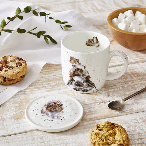Royal Worcester Wrendale Designs Piggy In The Middle Mug & Coaster (Guinea Pig)