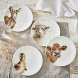 Royal Worcester Wrendale Designs Coupe Plates (Sheep, Duckling, Donkey, Cow) Set of 4 - Cook N Dine