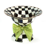 MacKenzie-Childs Courtly Check Enamel Compote with Green Bow - Large - Cook N Dine