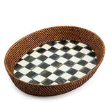 MacKenzie-Childs Courtly Check Rattan & Enamel Tray - Large - Cook N Dine