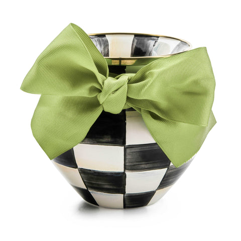 MacKenzie-Childs Courtly Check Enamel Vase - Green Bow