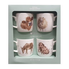 Royal Worcester Wrendale Designs by Hannah Dale Set of 4 Farmyard Mugs in Giftbox