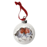 Royal Worcester Wrendale Designs Bauble - Snuggled up Together like Two Birds of a Feather (Robin) - Cook N Dine