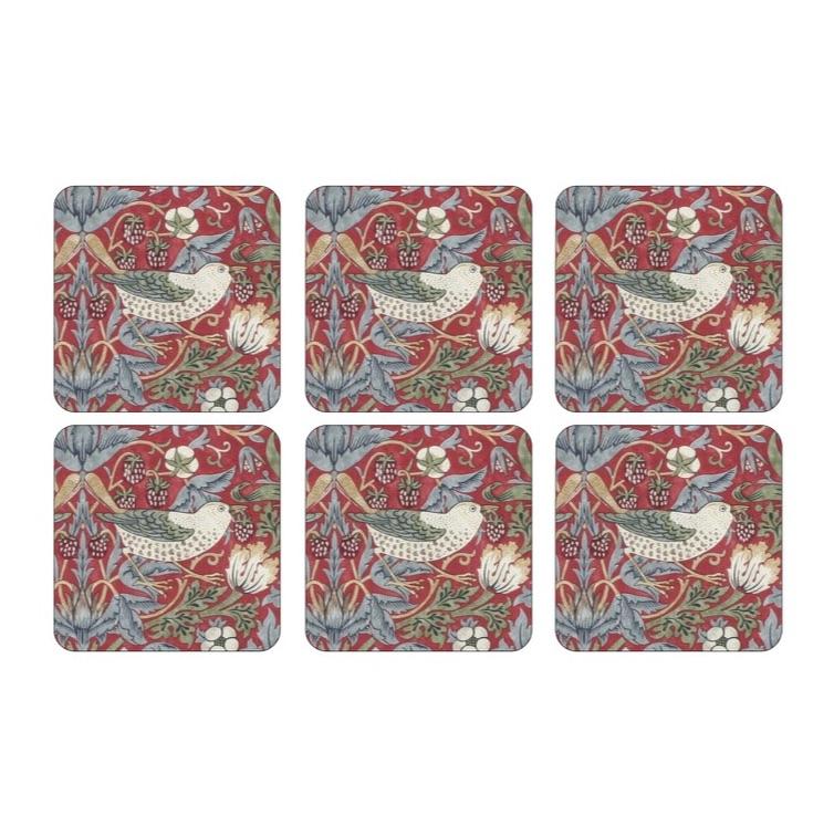 Pimpernel for Spode Morris Co Strawberry Thief Red Coasters, Set